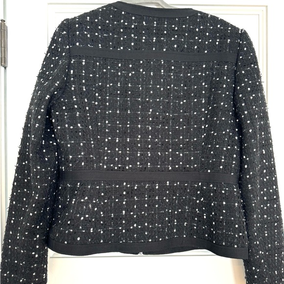 Karl Lagerfeld tweed zip-up blazer - black buttons. Chic  & classic - sz 12 - Picture 2 of 14